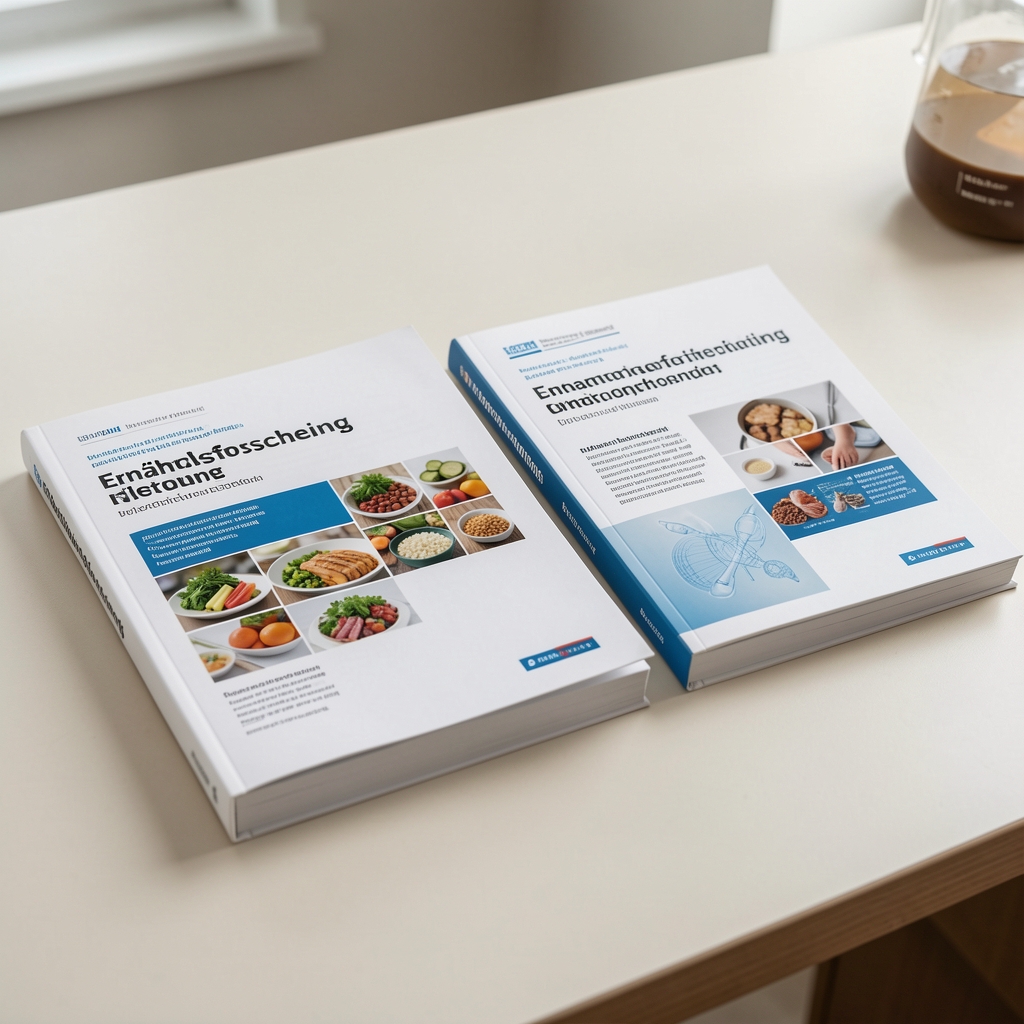 Gedruckte wissenschaftliche Artikel zu Ernährungsforschung, nebeneinander auf einem hellen Tisch ausgebreitet